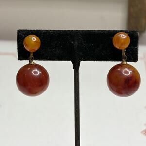 Bakelite dangle screw back earrings vintage